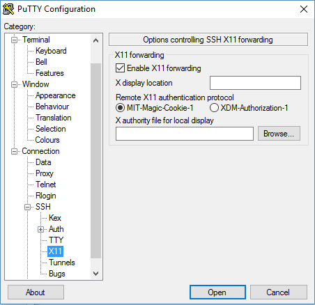 Putty - Enable X11 forwarding